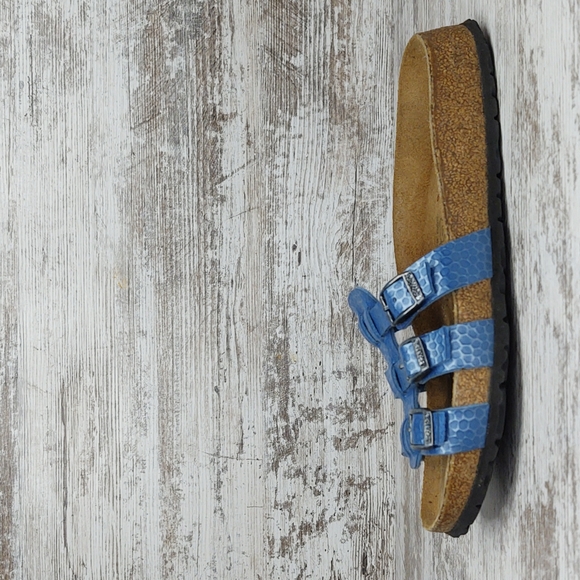 🟦Sz 37 Like New Birkenstock Blue Triple Strap Slide Sandal - Picture 2 of 16